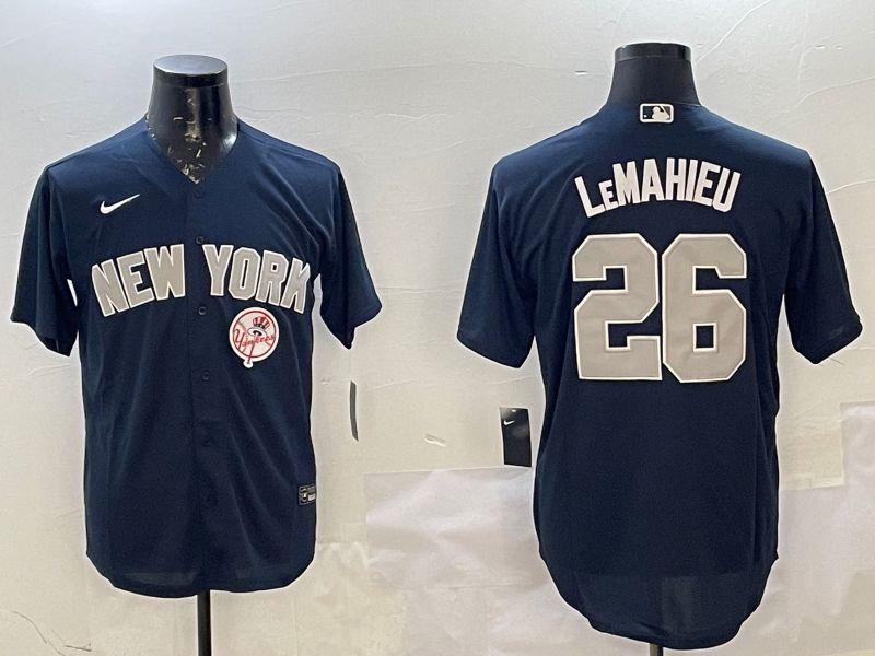 Men New York Yankees 26 Lemahieu Blue Game 2025 Nike MLB Jersey style 4